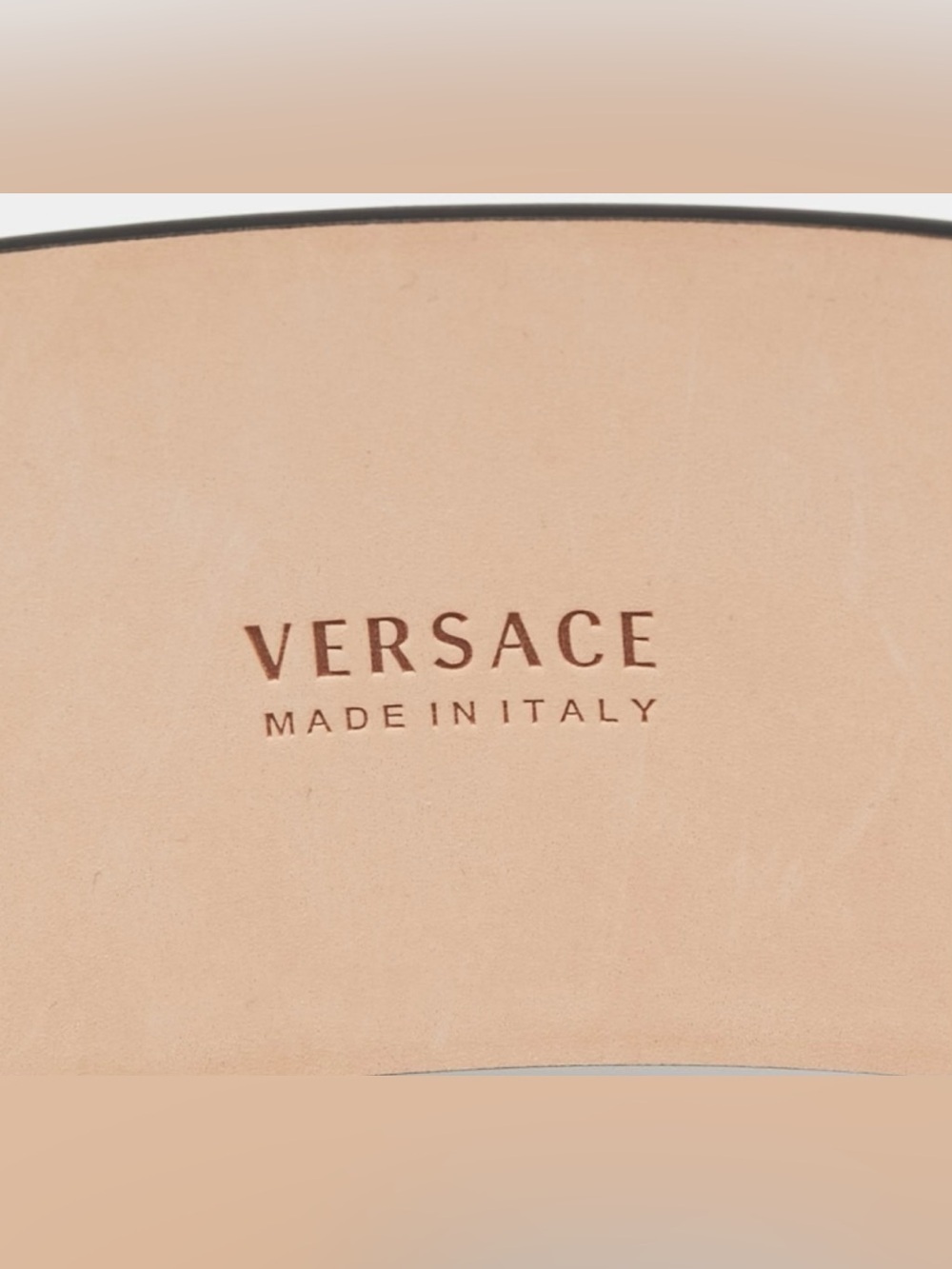 Versace Virtus Black Leather Belt with Gold Buckle - Picture 6 of 8